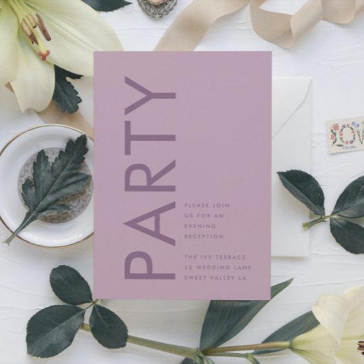 薄紫モダン紫色の名前ウェディングレセプション エンクロージャーカード