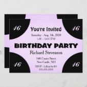 薄紫モダン誕生日招待状 招待状 (正面/裏面)