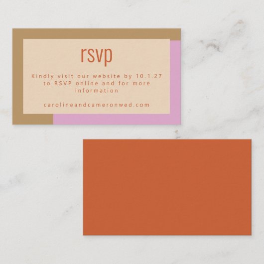 薄紫モダン金ゴールド幾何学的ウェディングRSVPオンライン エンクロージャーカード (正面/裏面)