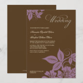 薄紫モダン/ブラウンフローラ結婚式招待状 招待状 (正面/裏面)
