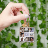 薄紫モノグラム8フォトコラージュ キーホルダー (手)