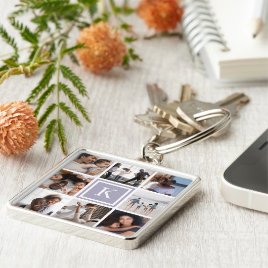 薄紫モノグラム8フォトコラージュ キーホルダー (側面)