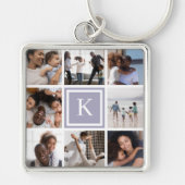 薄紫モノグラム8フォトコラージュ キーホルダー (正面)