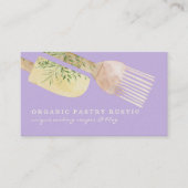 薄紫ライトパープルペストリー素朴ツールベーカリー 名刺 (正面)