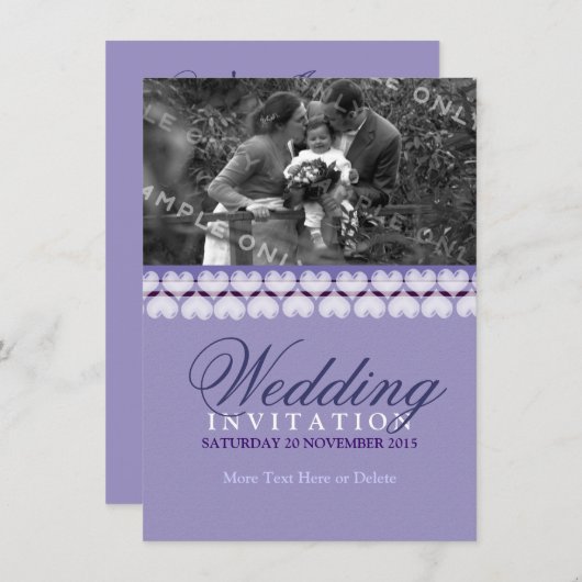 薄紫ラブファミリーユニオン結婚式招待状 招待状 (正面/裏面)