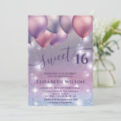 薄紫ラベきらめくンの輝くグラデーション風船 招待状 (スタンド正面)