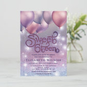 薄紫ラベきらめくンの輝くグラデーション風船 招待状 (スタンド正面)