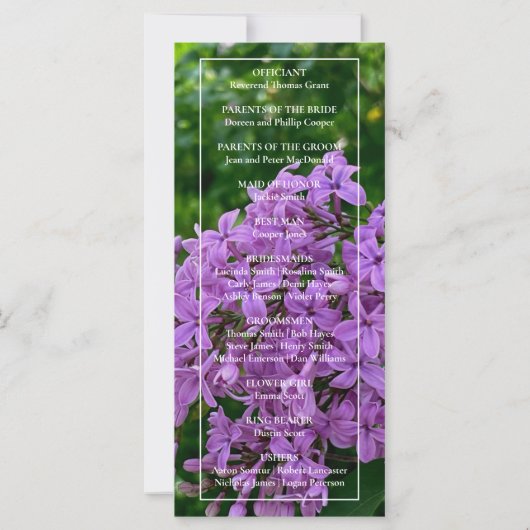 薄紫ラベエレガントンダーフローラ結婚式 プログラム (裏面)