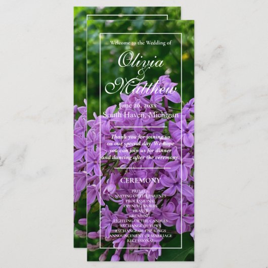 薄紫ラベエレガントンダーフローラ結婚式 プログラム (正面/裏面)