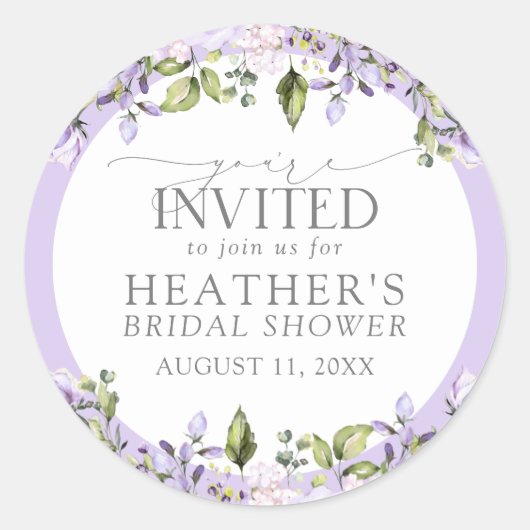 薄紫ラベエレガントンダー水色フローラシャワー ラウンドシール (正面)
