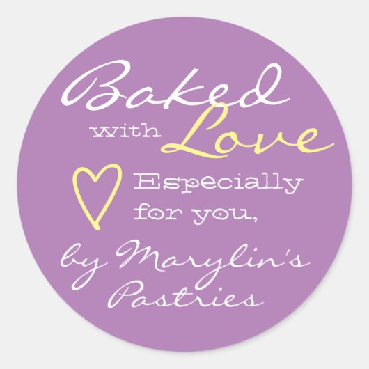 薄紫ラベシンプルンダーハートパステル製 ラウンドシール (正面)