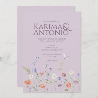 薄紫ラベンダーウィムシワイルドフラワー 招待状