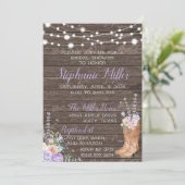 薄紫ラベンダーカントリーフローラカウボーブーツ 招待状 (スタンド正面)