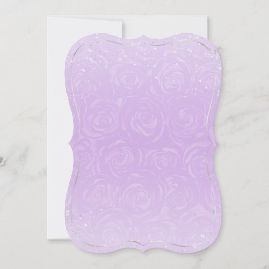 薄紫ラベンダーシルバープリンセスカンス誕生日 招待状 (裏面)