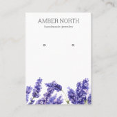 薄紫ラベンダーフラワージュエリーイヤリングディスプレイ 名刺 (正面)