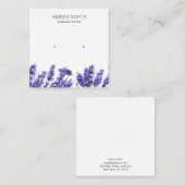 薄紫ラベンダーフラワージュエリースタッドイヤリングディスプレイ スクエア名刺 (正面/裏面)