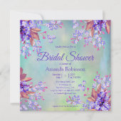 薄紫ラベンダーフラワーブライダルシャワー 招待状 (正面)