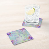 薄紫ラベンダーフラワー結婚ズ スクエアペーパーコースター (インサイチュ)