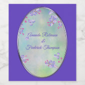 薄紫ラベンダーフラワー結婚ズ ワインラベル (シングルラベル)