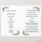 薄紫ラベンダーフローラ葬儀プログラムテンプレート (裏面)