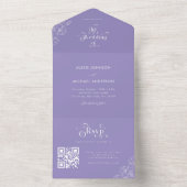 薄紫ラベンダーボタニカルモダンタイポグラフィパープル オールインワン招待状 (内側)