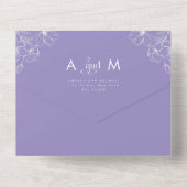 薄紫ラベンダーボタニカルモダンタイポグラフィパープル オールインワン招待状 (裏面)