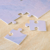 薄紫ラベンダーマーブルモノグラムエレガント名 ジグソーパズル (側面)