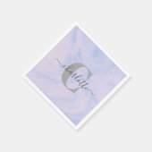 薄紫ラベンダーマーブルモノグラムエレガント名 スタンダードカクテルナプキン (角)