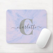 薄紫ラベンダーマーブルモノグラムエレガント名 マウスパッド (マウス)
