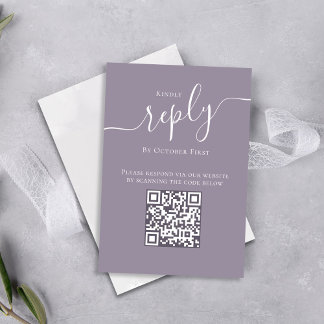 薄紫ラベンダーリプライ結婚ズのカードQRコード エンクロージャーカード