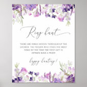 薄紫ラベンダーリング狩りブライダルシャワーゲーム ポスター (正面)