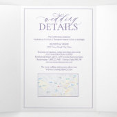 薄紫ラベンダーリーフェリークレストモノグラム結婚ズ 三つ折り招待状 (内部中)