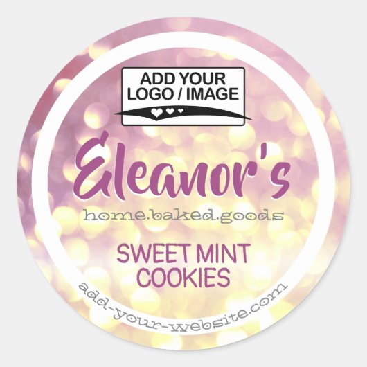 薄紫ラベンダーロゴケーキ製品包装ラベル ラウンドシール (正面)