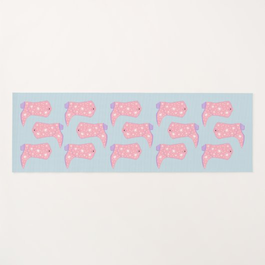 薄紫ラベンダー女性のカーボーイブーツロデオパターン ヨガマット (正面(横))