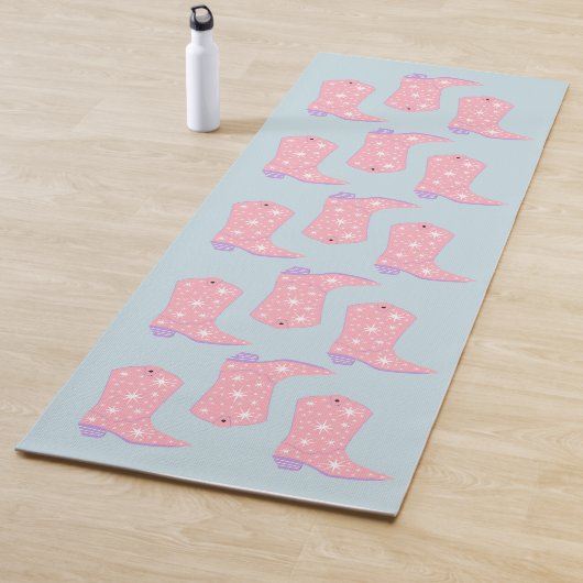 薄紫ラベンダー女性のカーボーイブーツロデオパターン ヨガマット (インサイチュ)