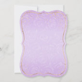 薄紫ラベンダー金ゴールドプリンセスキンセアニェラ誕生日 招待状 (裏面)