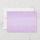薄紫ラベンダー金ゴールドプリンセスシューエレガントな結婚式 出欠カード (裏面)