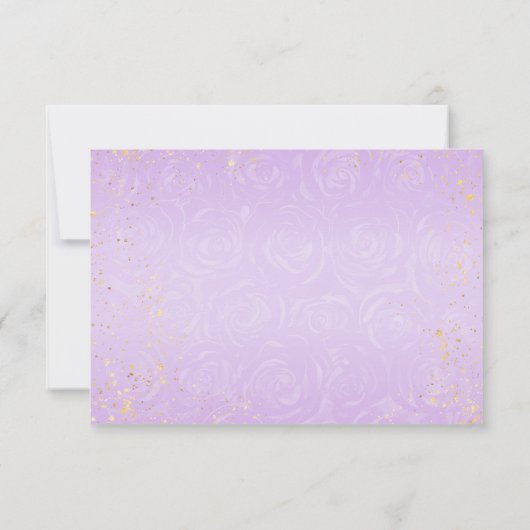 薄紫ラベンダー金ゴールドプリンセスシューエレガントな結婚式 出欠カード (裏面)
