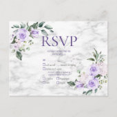 薄紫ラベンダー金ゴールド幾何学的フローラウェディングRSVP インビテーションポストカード (正面)