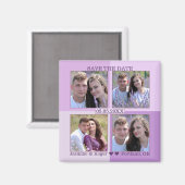 薄紫ラベンダー4枚の写真を保存する日付マグネット マグネット (正面/裏面)