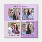 薄紫ラベンダー4枚の写真を保存する日付マグネット マグネット (正面)