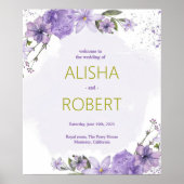 薄紫ラベ結婚ンダーの歓迎サイン ポスター (正面)