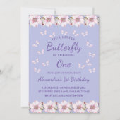 薄紫リトルバタフライ1st誕生日 招待状 (正面)