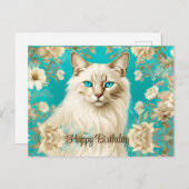 薄紫リンクスポイントシャムポートレートアート誕生日 ポストカード (正面/裏面)