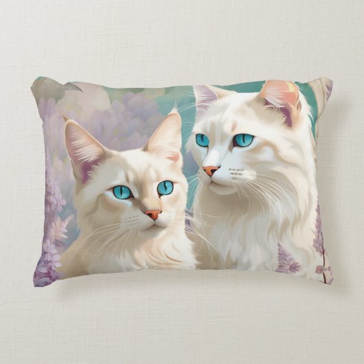 薄紫リンクスポイントシャムポートレートアート アクセントクッション (正面)