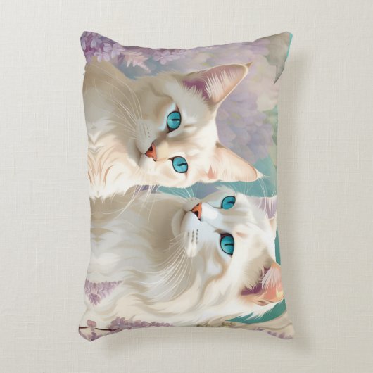 薄紫リンクスポイントシャムポートレートアート アクセントクッション (正面(垂直))