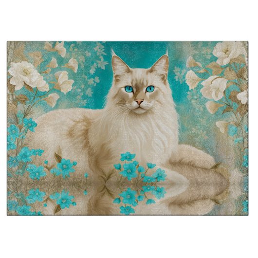 薄紫リンクスポイントシャムポートレートアート カッティングボード (正面)