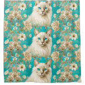 薄紫リンクスポイントシャムポートレートアート シャワーカーテン (正面)