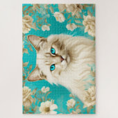 薄紫リンクスポイントシャムポートレートアート ジグソーパズル (縦)