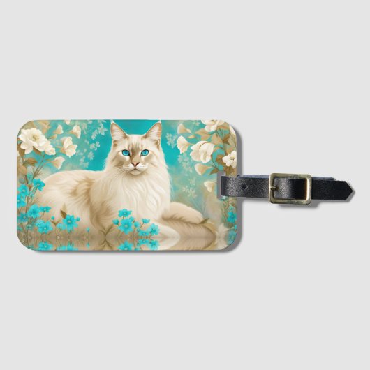 薄紫リンクスポイントシャムポートレートアート ラゲッジタグ (正面横)